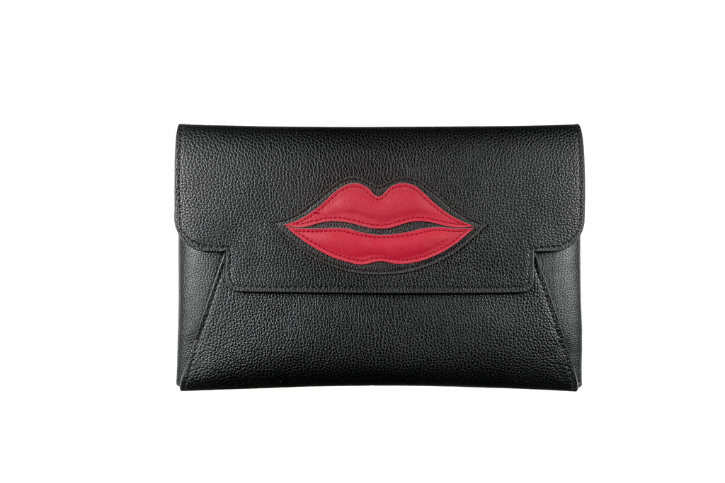 Clutch Rode Lippen - Dames, Rood, Women, Zwart