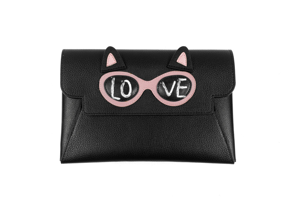 Clutch Roze Kat - Dames, Women, Zwart